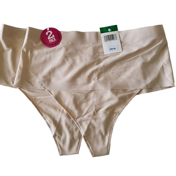 Maidenform Shapewear 2-Pack Tummy Control Thong Panties Light Beige Large NEW - Picture 6 of 16